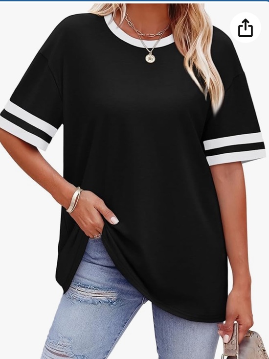Wiholl Tops - WIHOLL Crew Neck/Half Sleeve/Loose Fit Black Tee XL